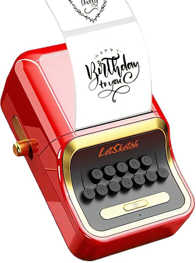 レトロ 文具 ミニプリンター スマホ シール モバイル サーマル Amazon | LetSketch 200dpi レトロ 文具 ミニプリンター スマホ